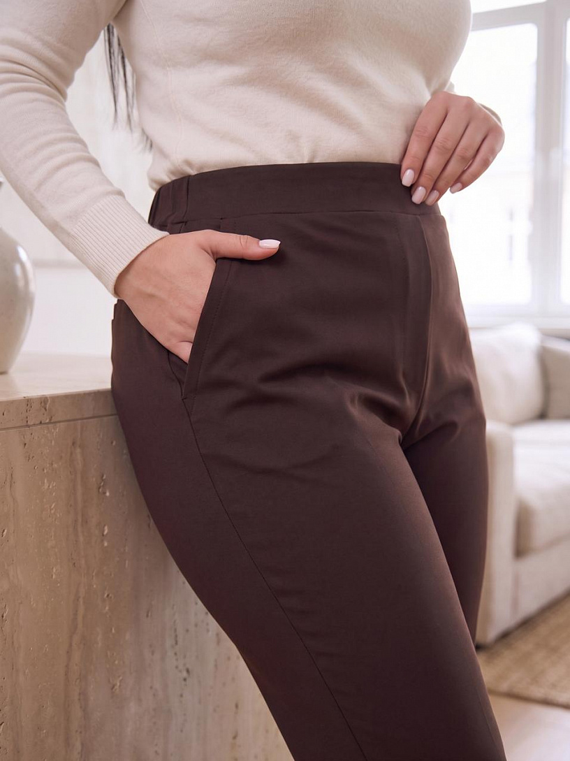 Брюки женские_О640/коричневый креп